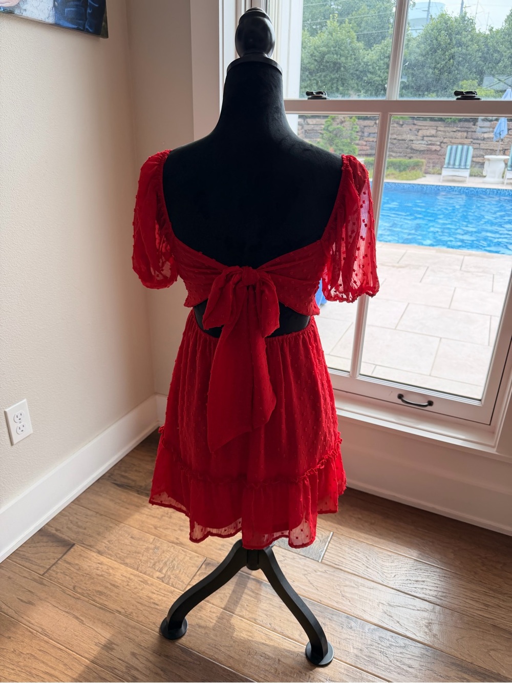Altar'd State Red Swiss Dot Mini Dress - Picture 3 of 6